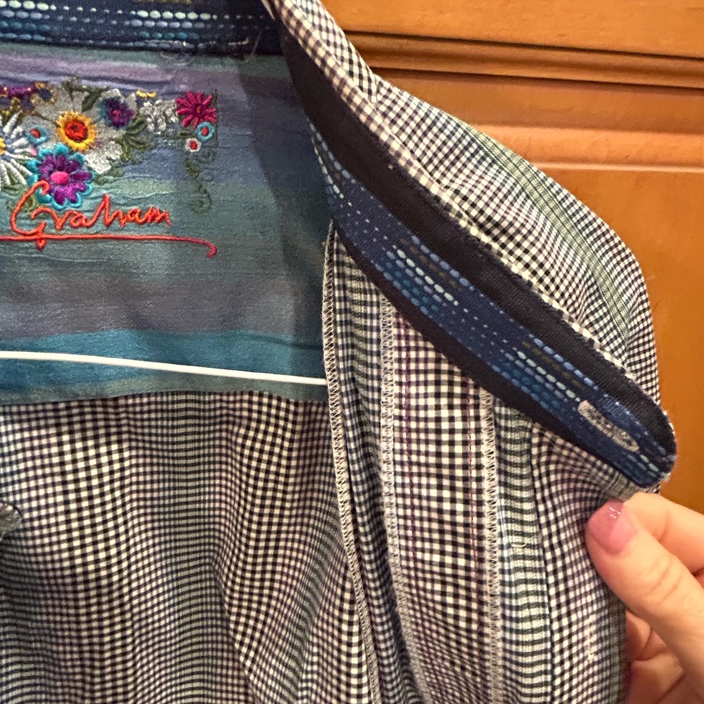 Robert Graham Blue and White Checkered Shirt